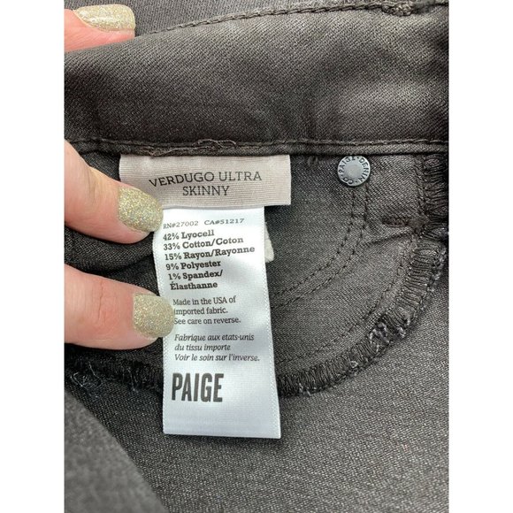 Paige Verdugo Ultra Skinny Jeans Black Shadow Size 27 - Picture 7 of 8